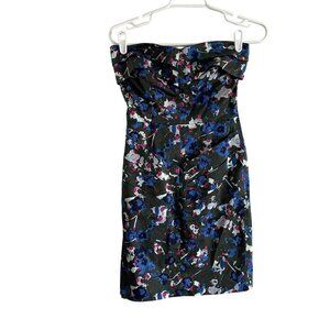 Rachel Rachel Roy Women SZ 2 Loden Green Floral Print Strapless Pocketed Dress